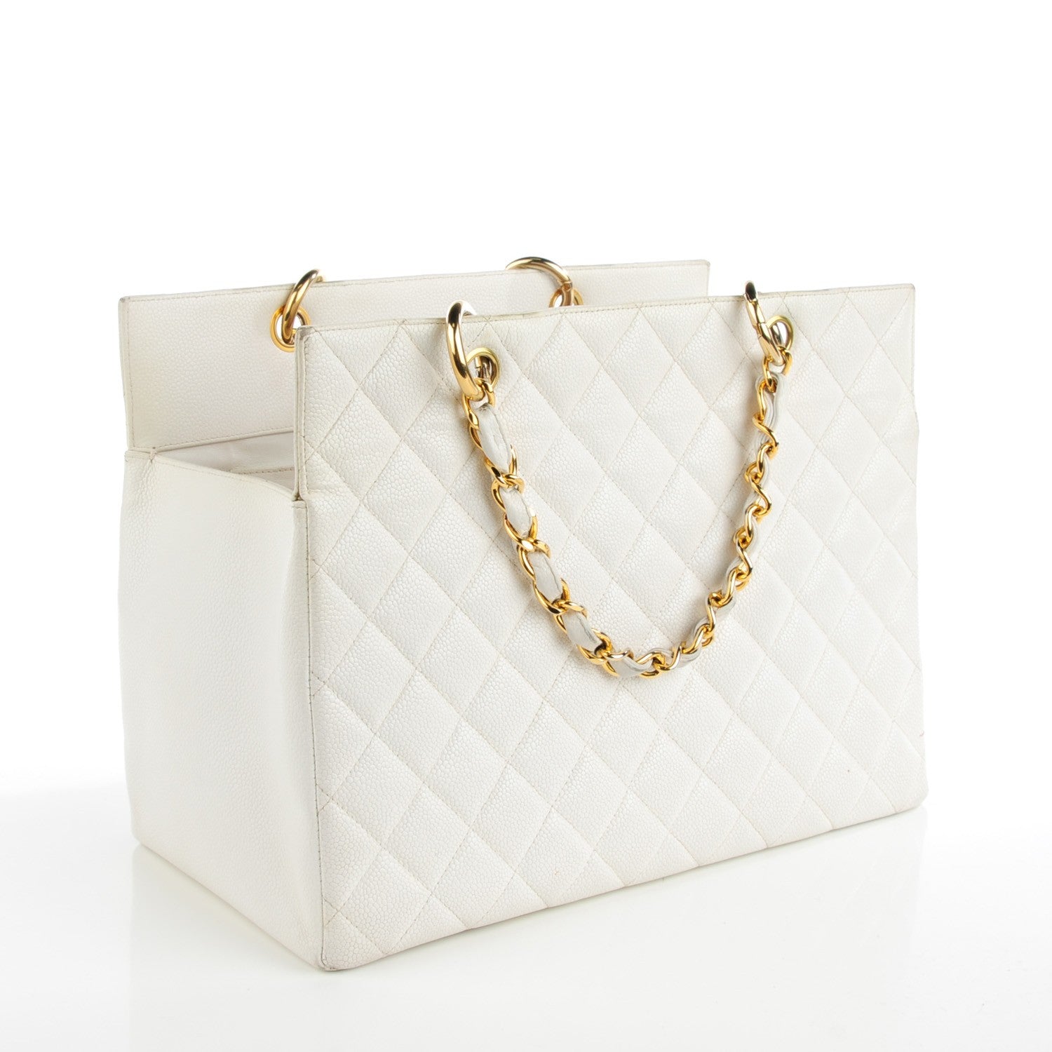 Chanel Caviar Quilted CC Tote White 5 of 11