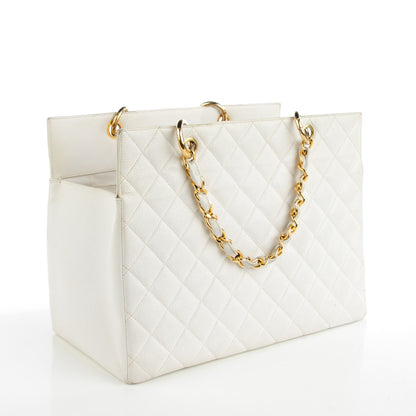 Chanel Caviar Quilted CC Tote White 5 of 11
