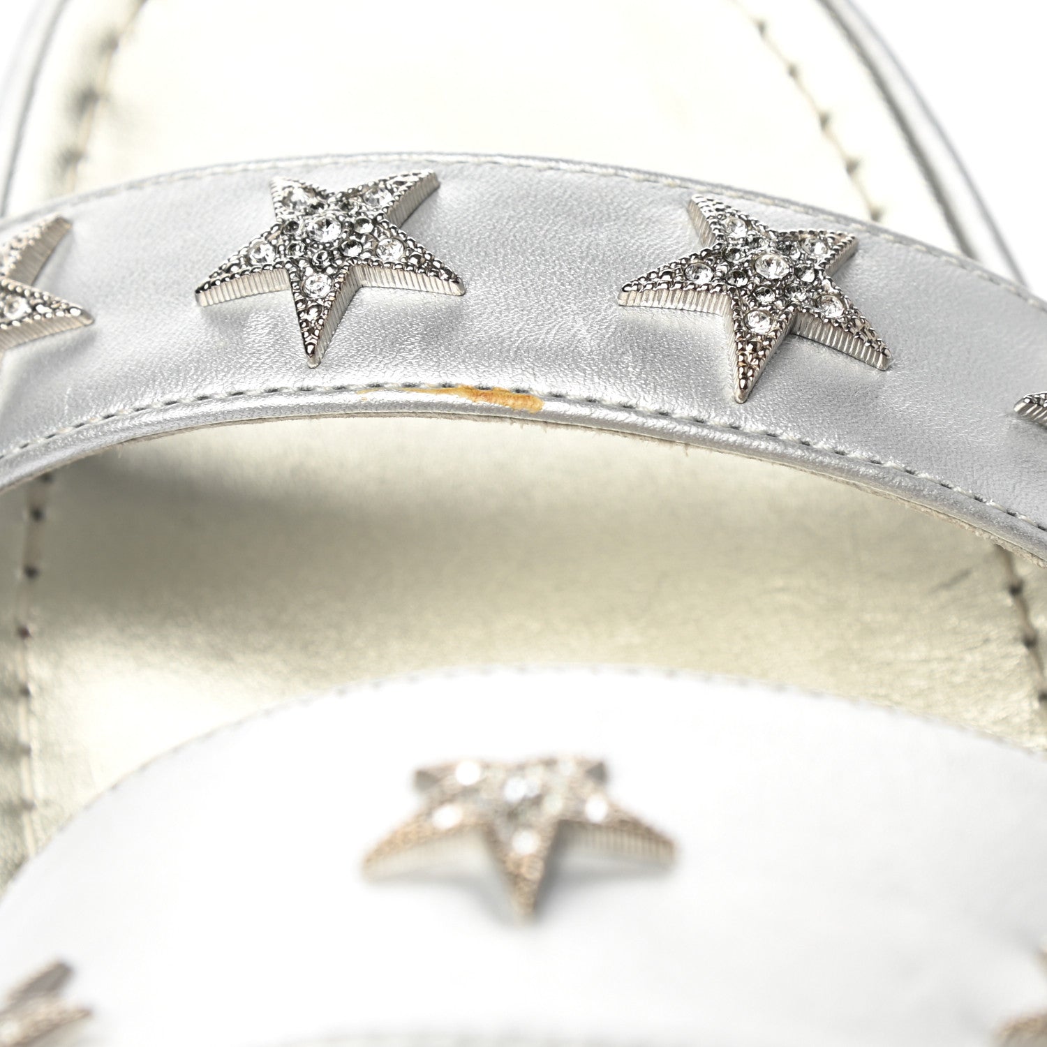 Chanel Iridescent Calfskin Crystal Stars Sandals 37 Silver 11 of 12