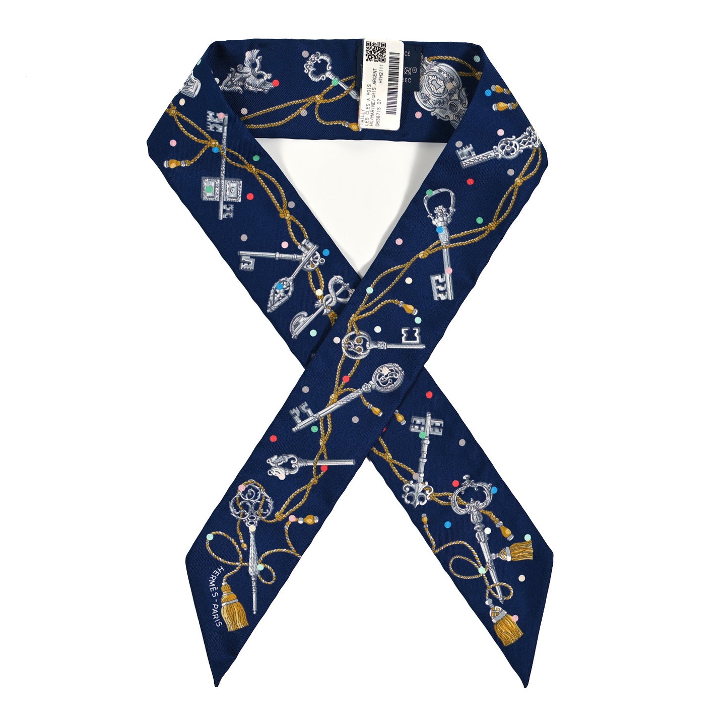 Silk Les Cles A Pois Twilly Marine Gris Argent