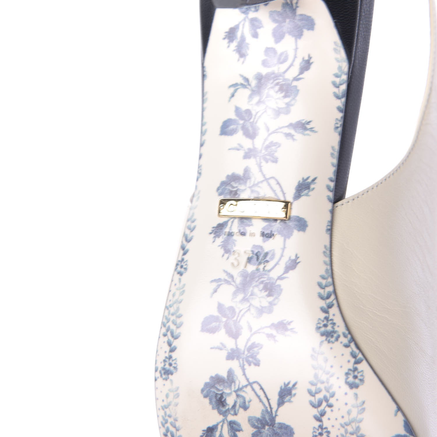 Gucci Malaga Kid Web Bow Jane Low Heel Slingback Pumps 37.5 Off White 9 of 10