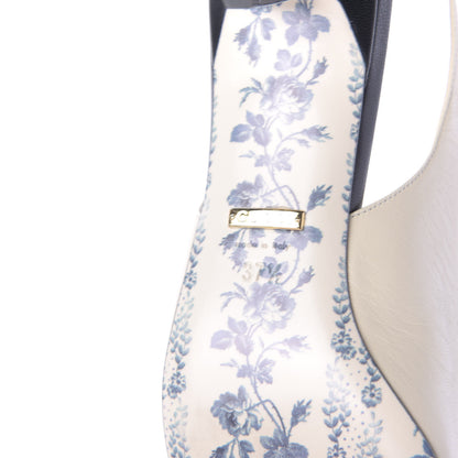 Gucci Malaga Kid Web Bow Jane Low Heel Slingback Pumps 37.5 Off White 9 of 10