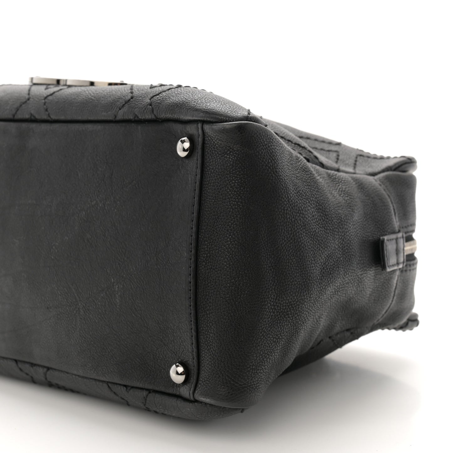 Calfskin Small Diamond Stitch Tote Black