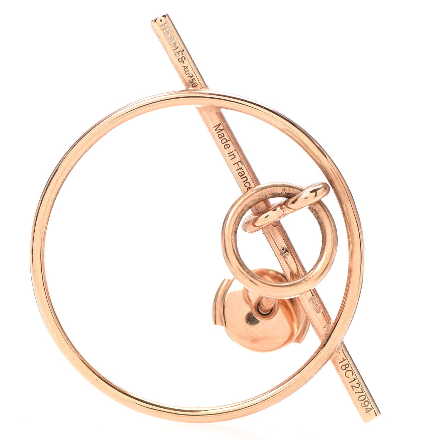 Hermes 18K Rose Gold PM Loop Earrings 4 of 5