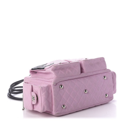 Chanel Calfskin Quilted Large Cambon Multipocket Reporter Pink Black 4 of 16