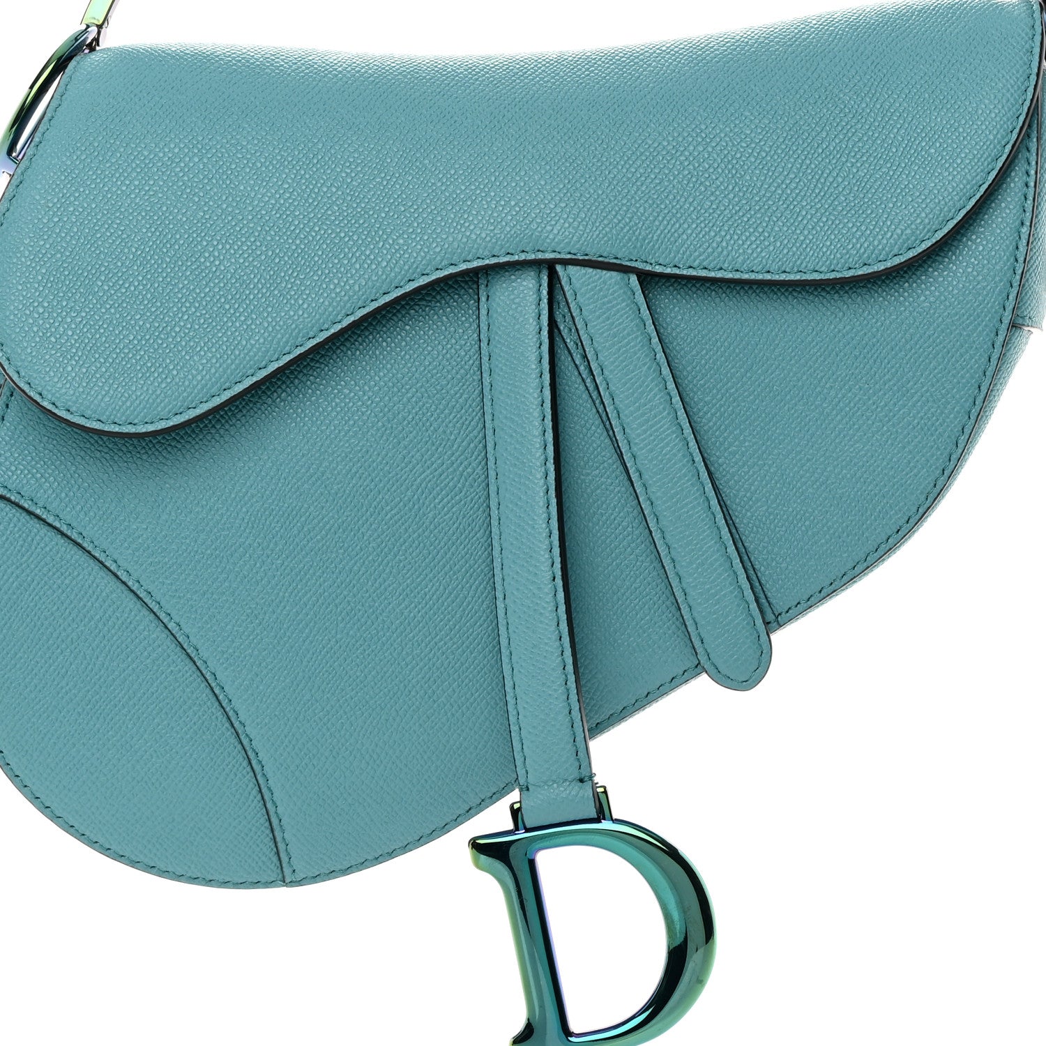 Christian Dior Grained Calfskin Saddle Bag Azure Blue 8 of 11