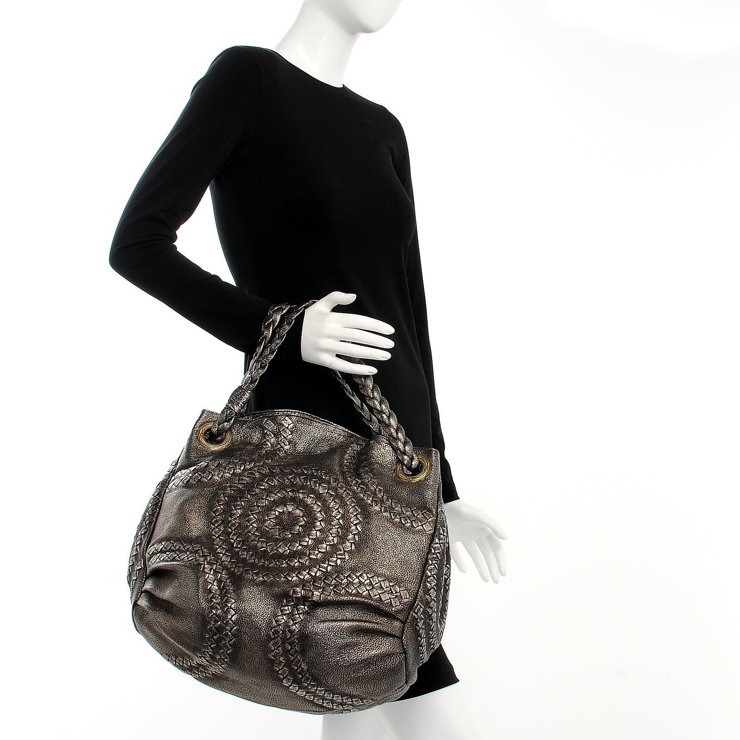 Bottega Veneta Metallic Cervo Illusion Hobo Bronze 2 of 8