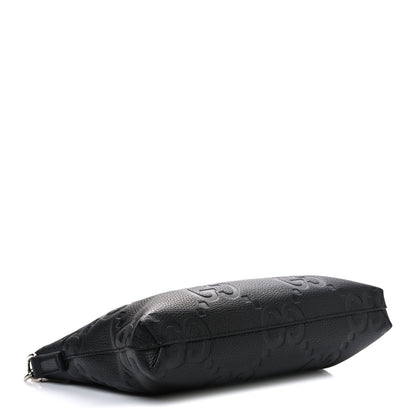 Gucci Piuma Calfskin Jumbo GG Embossed Medium Wristlet Messenger Bag Black 4 of 10
