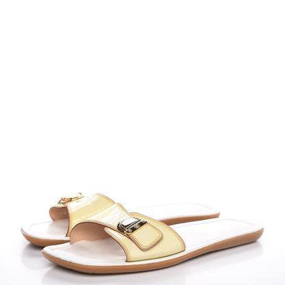 Louis Vuitton Patent Slide Sandal 37 Ivory 3 of 13