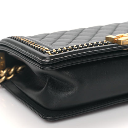 Chanel Calfskin Quilted Medium Boy Top Handle Flap Black 8 of 9
