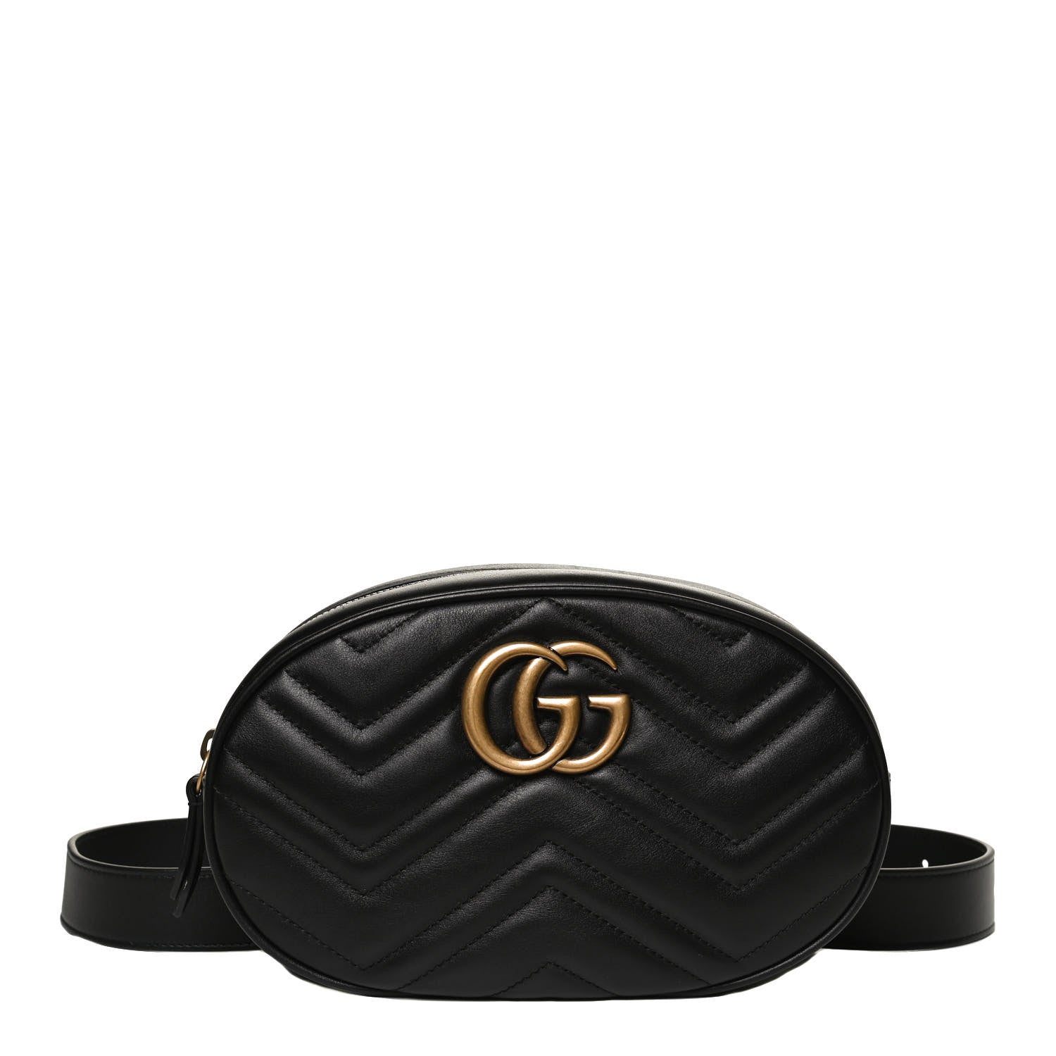 Gucci Calfskin Matelasse GG Marmont Belt Bag 75 30 Black 1 of 13