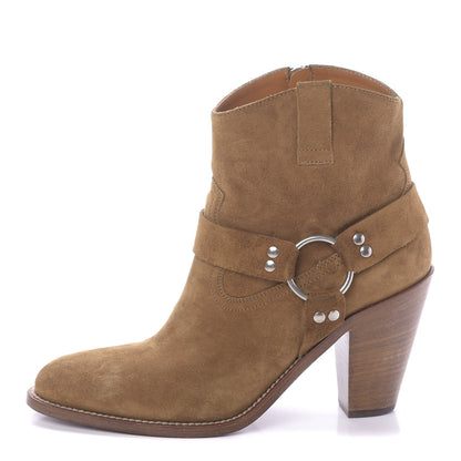 Saint Laurent Suede Curtis Harness Ankle Booties 37 Tan 1 of 11