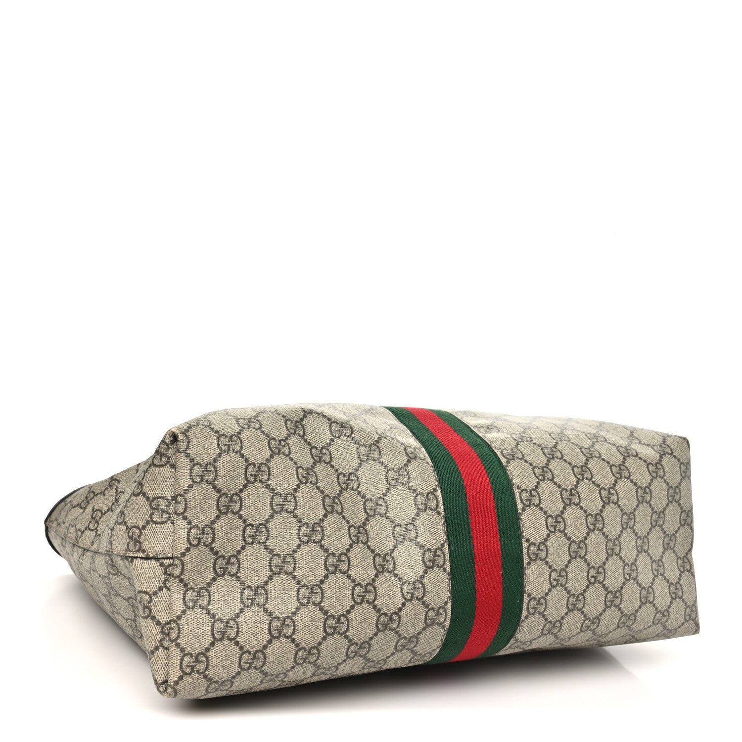 Gucci GG Supreme Monogram Textured Calfskin Web Medium Ophidia Shopping Tote Beige Ebony New Acero 4 of 11