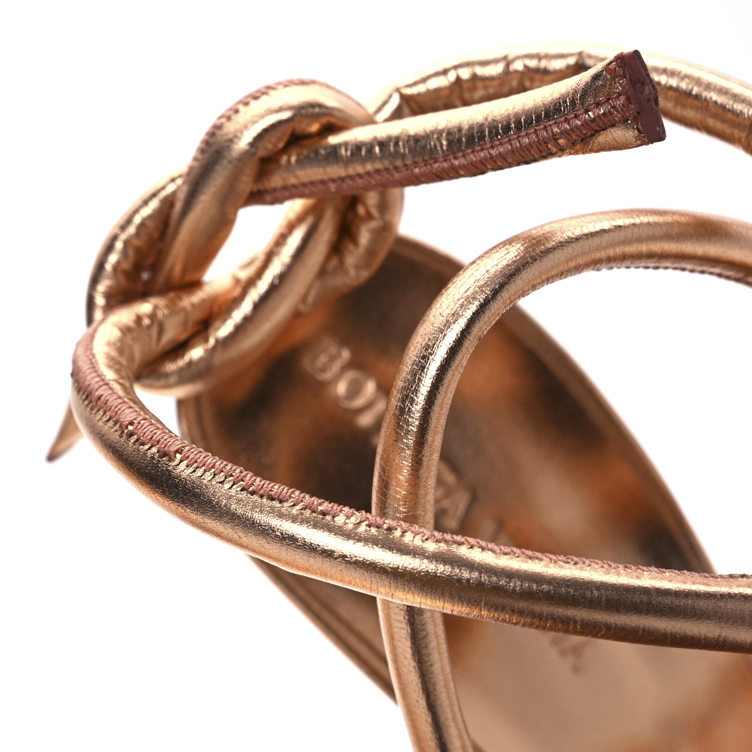 Bottega Veneta Metallic Nappa Dream Knotted Sandals 37.5 Gold Peach 20 of 24