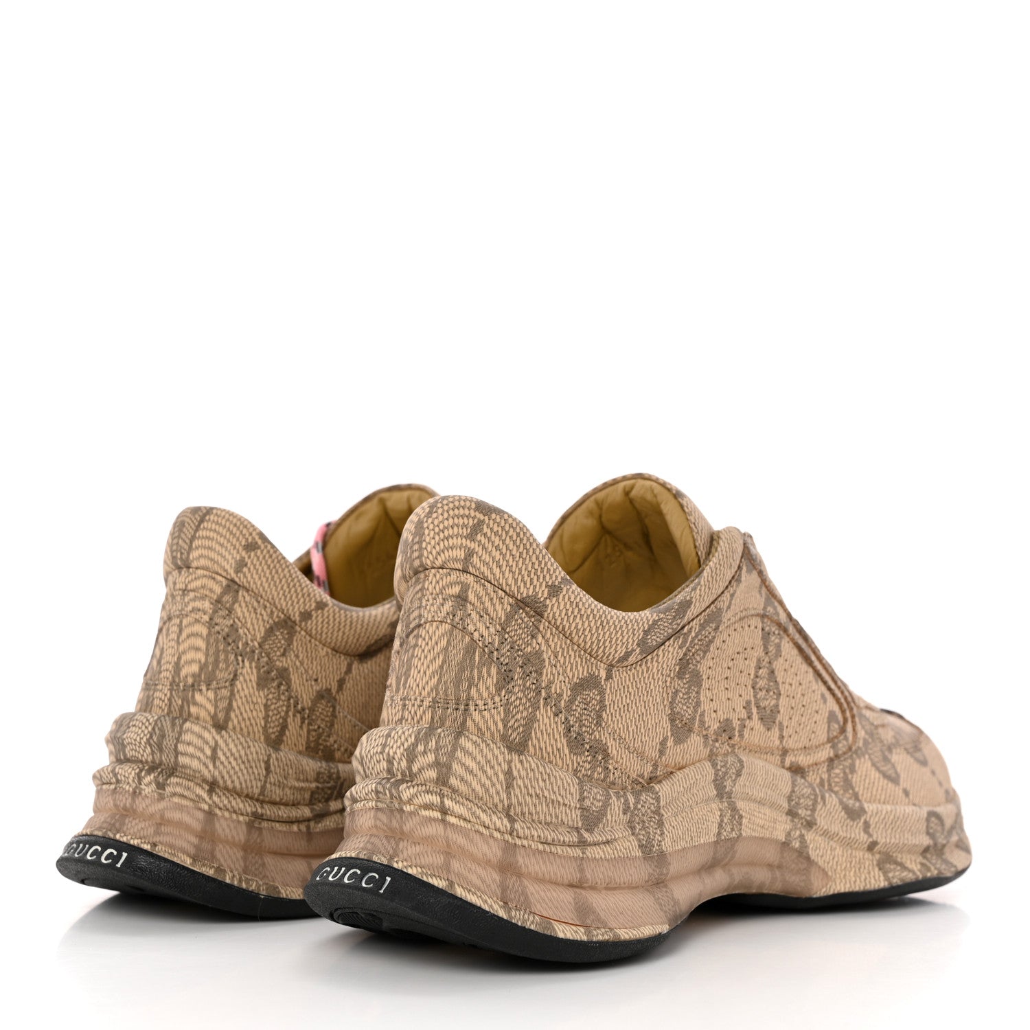 Gucci Ultralight Plume Calfskin Monogram Printed Womens Gucci Run Sneakers 38.5 Beige Ebony 4 of 9