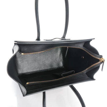 Celine Smooth and Textured Calfskin Micro Bi-Color Luggage Black White 5 of 8