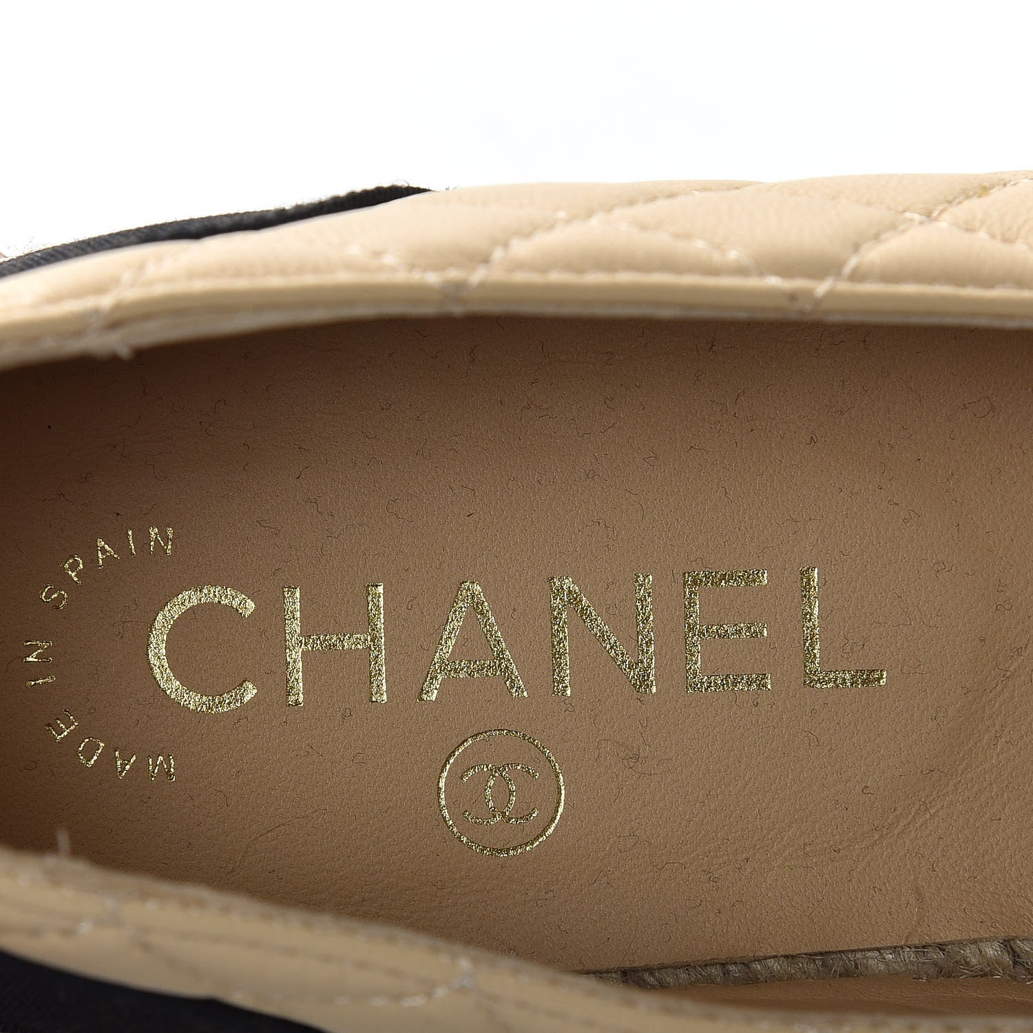 Chanel Lambskin Grosgrain Chain Quilted CC Espadrilles 40 Beige Black 7 of 9