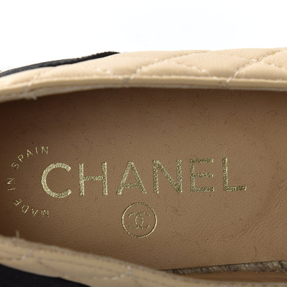 Chanel Lambskin Grosgrain Chain Quilted CC Espadrilles 40 Beige Black 7 of 9