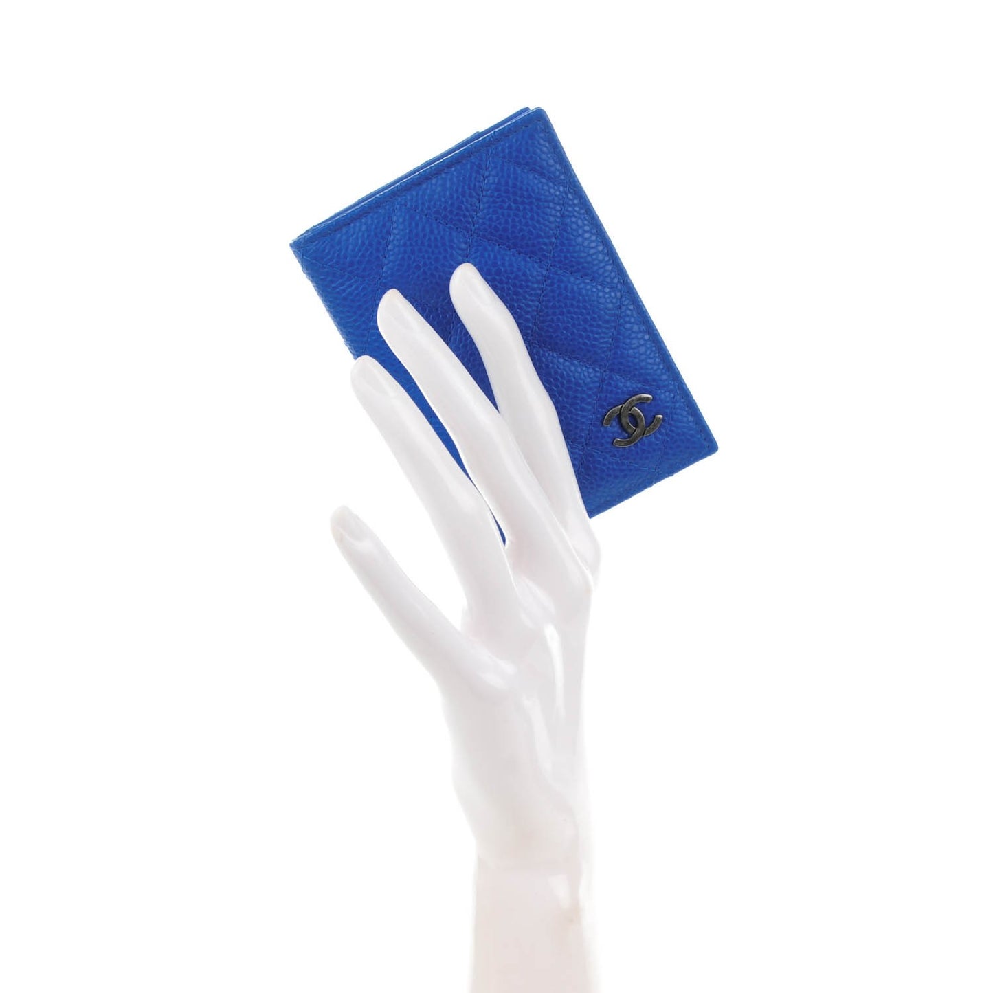 Caviar Quilted Card Holder Blue