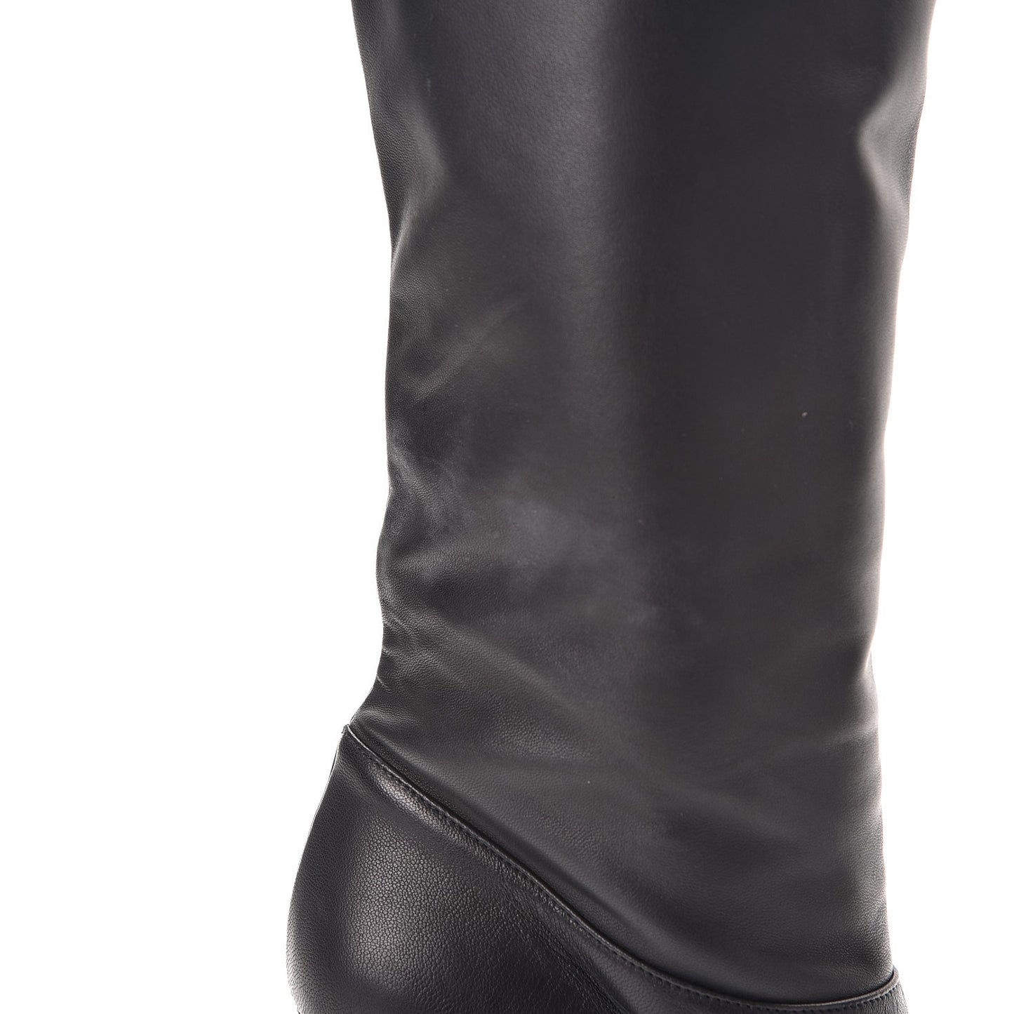 Lambskin Rose Rosette Tall Calf Boots 37.5 Black