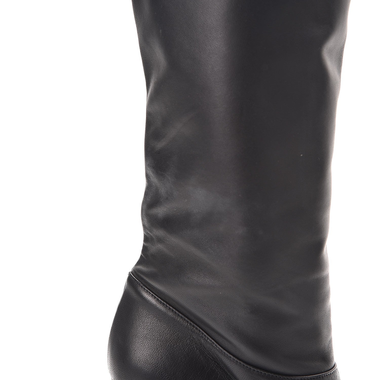 Valentino Garavani Lambskin Rose Rosette Tall Calf Boots 37.5 Black 10 of 12
