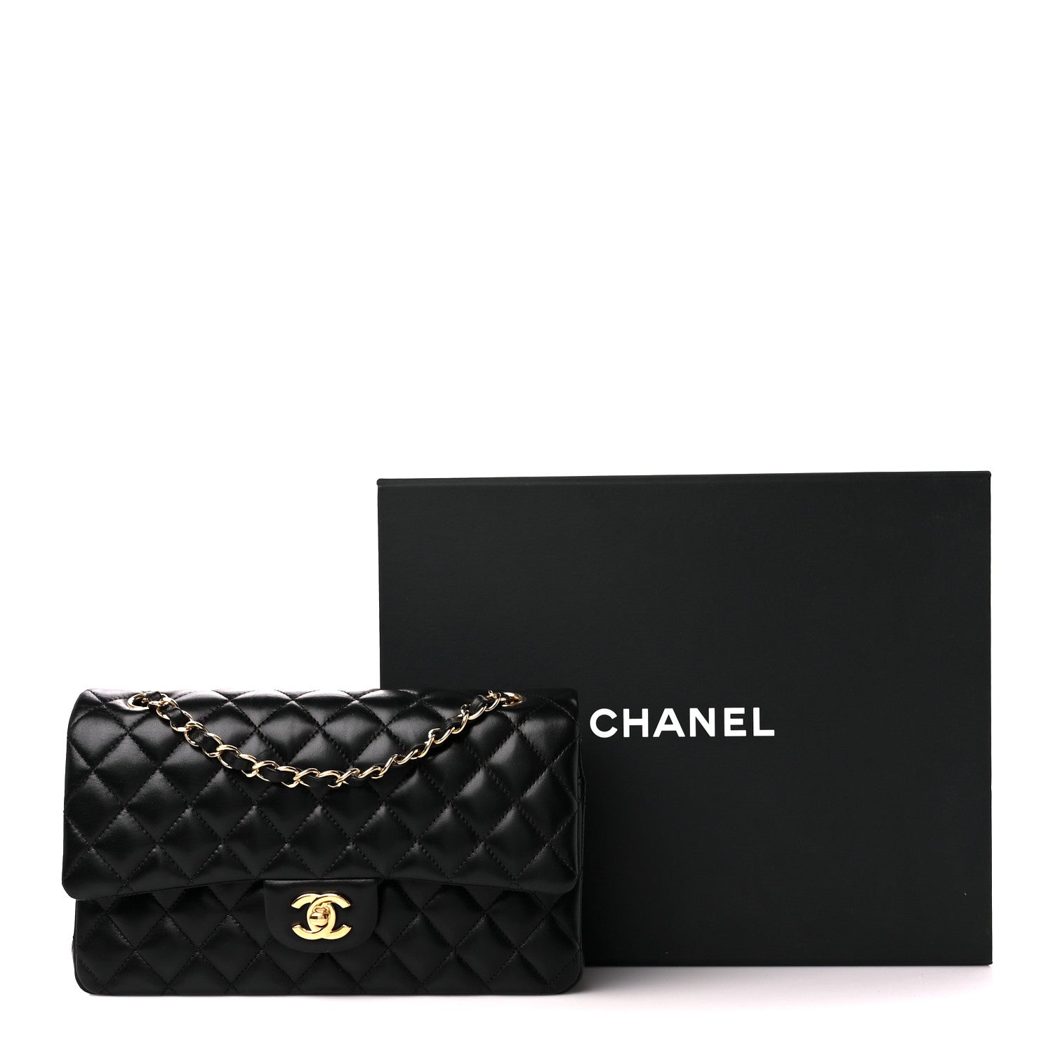 Chanel Lambskin Quilted Medium Double Flap Black 12 of 12