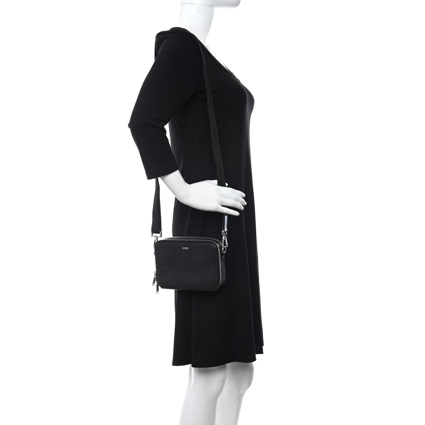 Calfskin Oblique Galaxy Perforated Messenger Black Multicolor