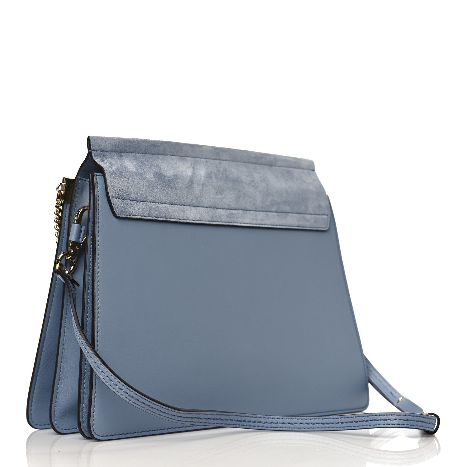 Chloe Calfskin Suede Medium Faye Shoulder Bag Ash Blue 3 of 9