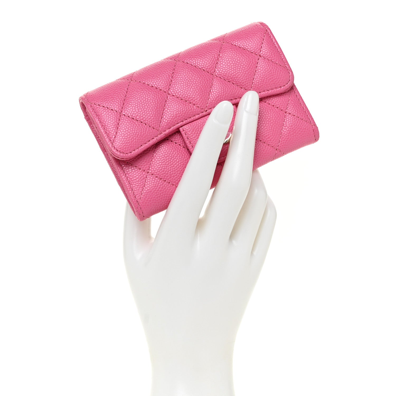 Chanel Caviar Quilted Flap Card Holder Pink 2 of 11