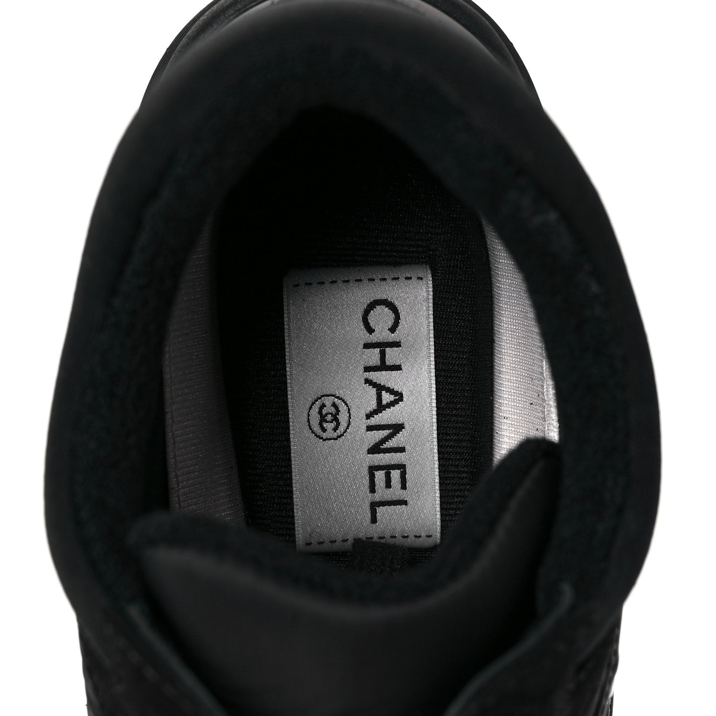 Fabric Calfskin Suede CC Sneakers 36 Black