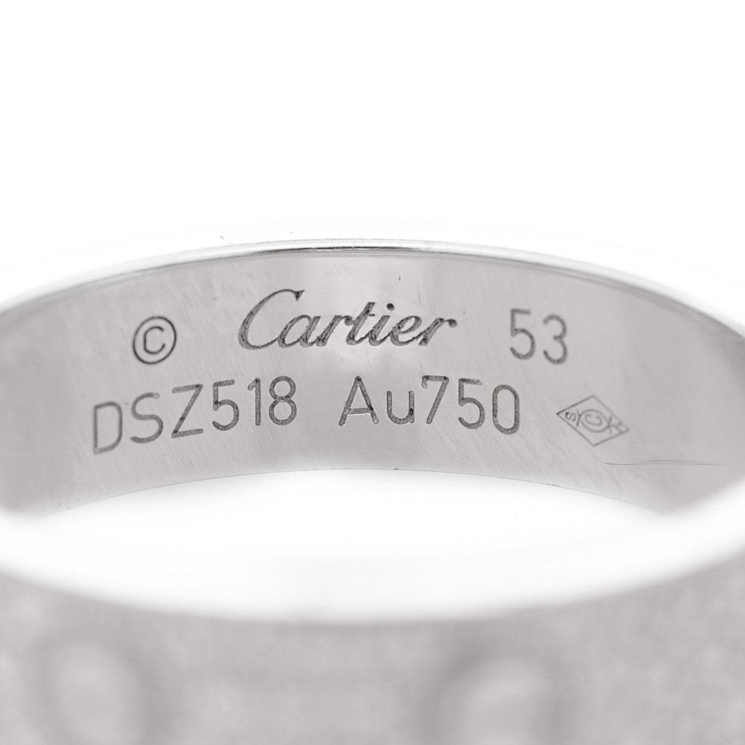 Cartier 18K White Gold Diamond 4mm LOVE Wedding Paved Band Ring 53 6.5 9 of 10