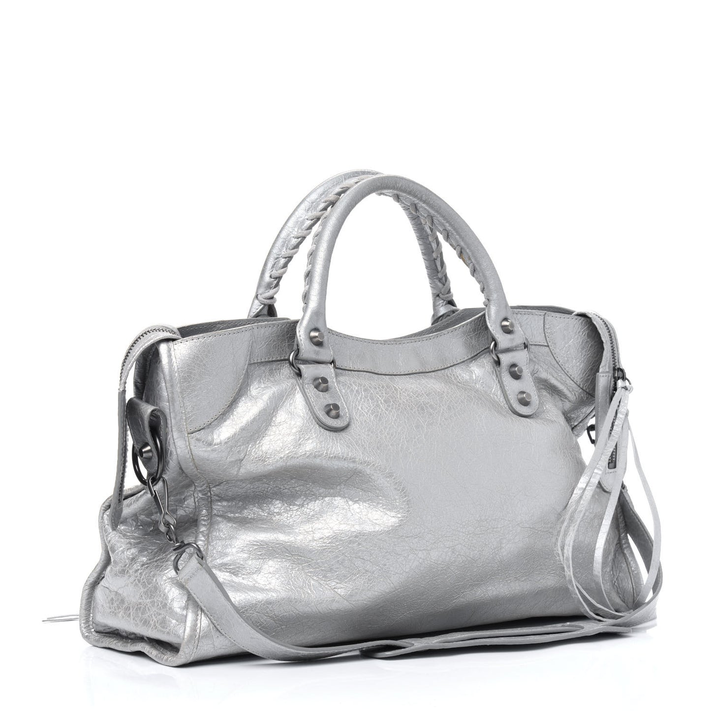 Metallic Agneau Classic Palladium Hardware City Silver