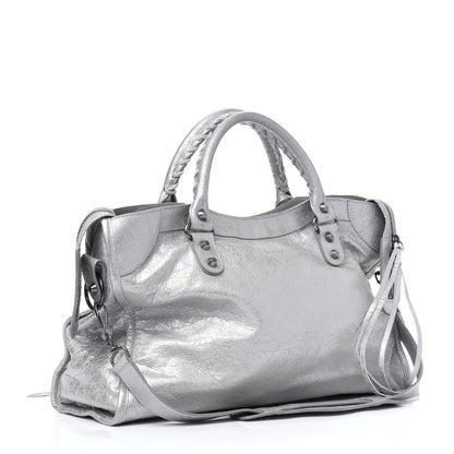 Balenciaga Metallic Agneau Classic Palladium Hardware City Silver 3 of 13