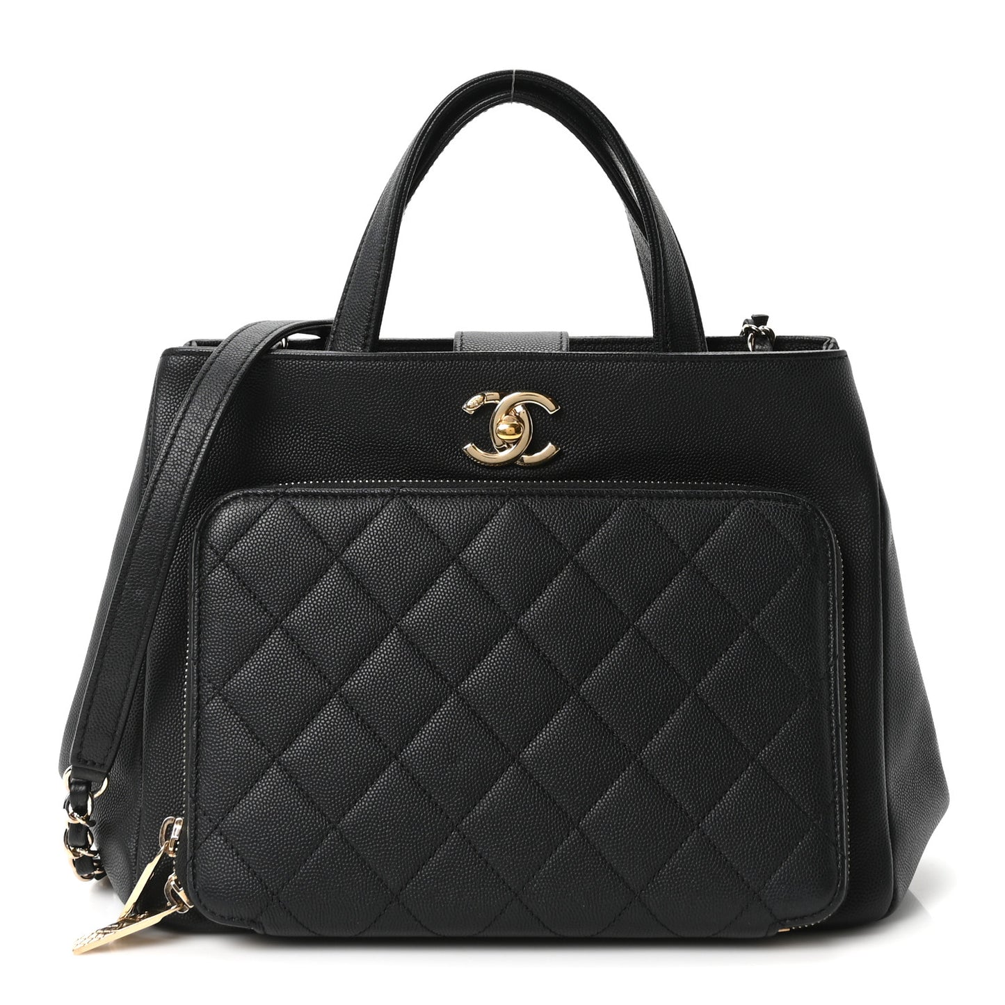 Caviar Quilted Small Business Affinity Shopping Bag Black