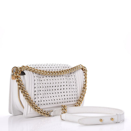 Chanel Sheepskin Braided Medium Boy Reverso Flap White 3 of 9