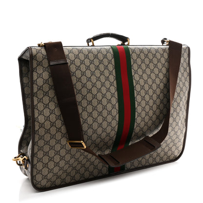Gucci GG Supreme Monogram Textured Dollar Calfskin Web Ophidia Savoy Garment Bag Beige Ebony New Acero 2 of 9