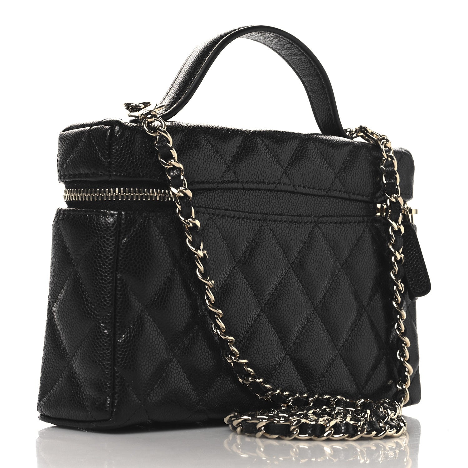 Chanel Caviar Quilted Top Handle Slim Vanity With Chain Black 3 of 11