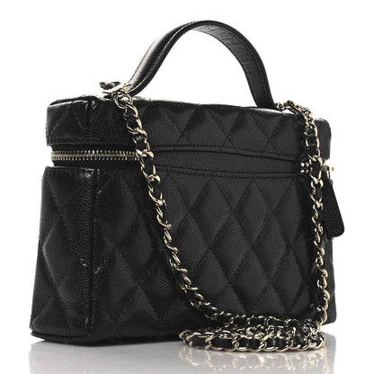 Chanel Caviar Quilted Top Handle Slim Vanity With Chain Black 3 of 11
