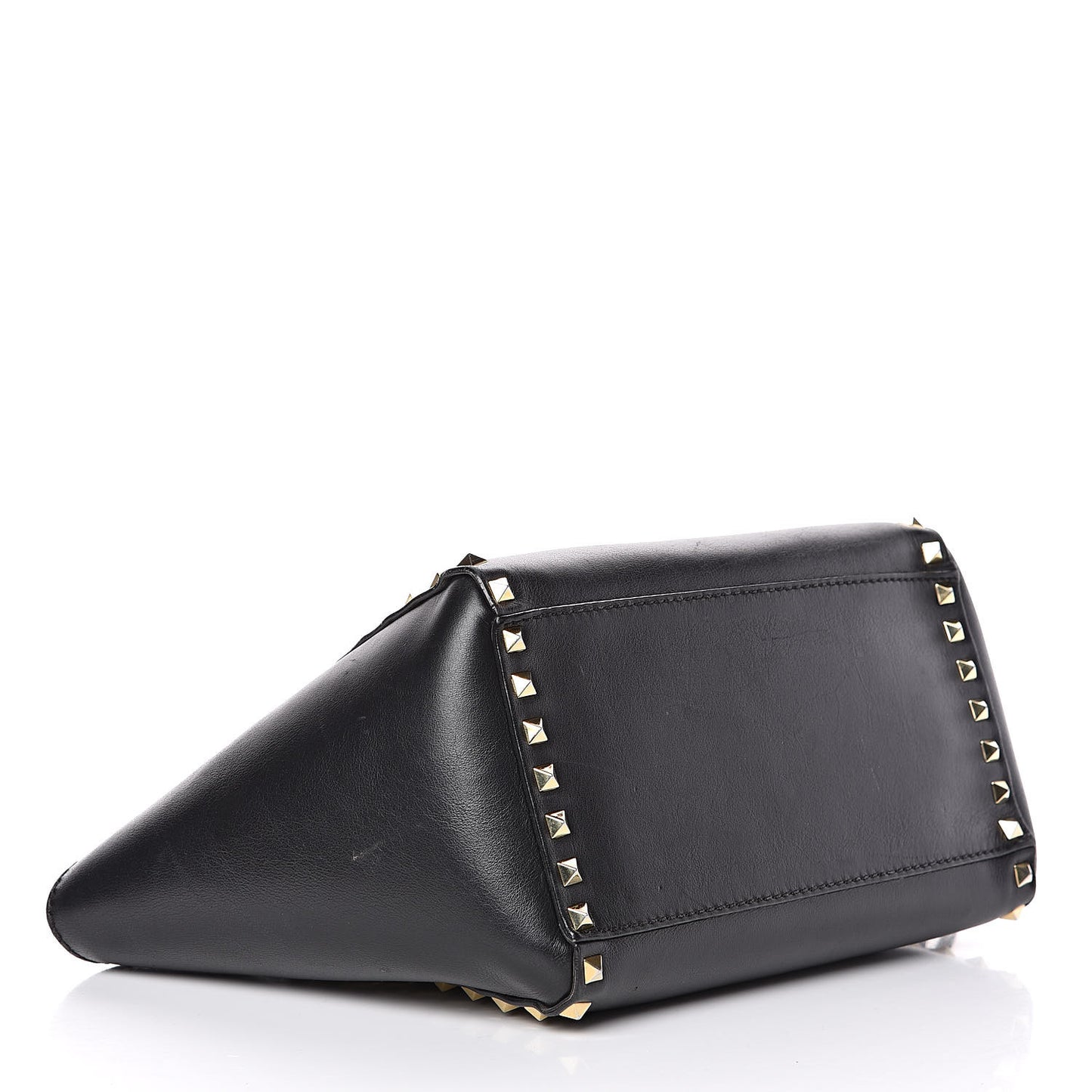 Vitello Small Rockstud Double Handle Tote Black