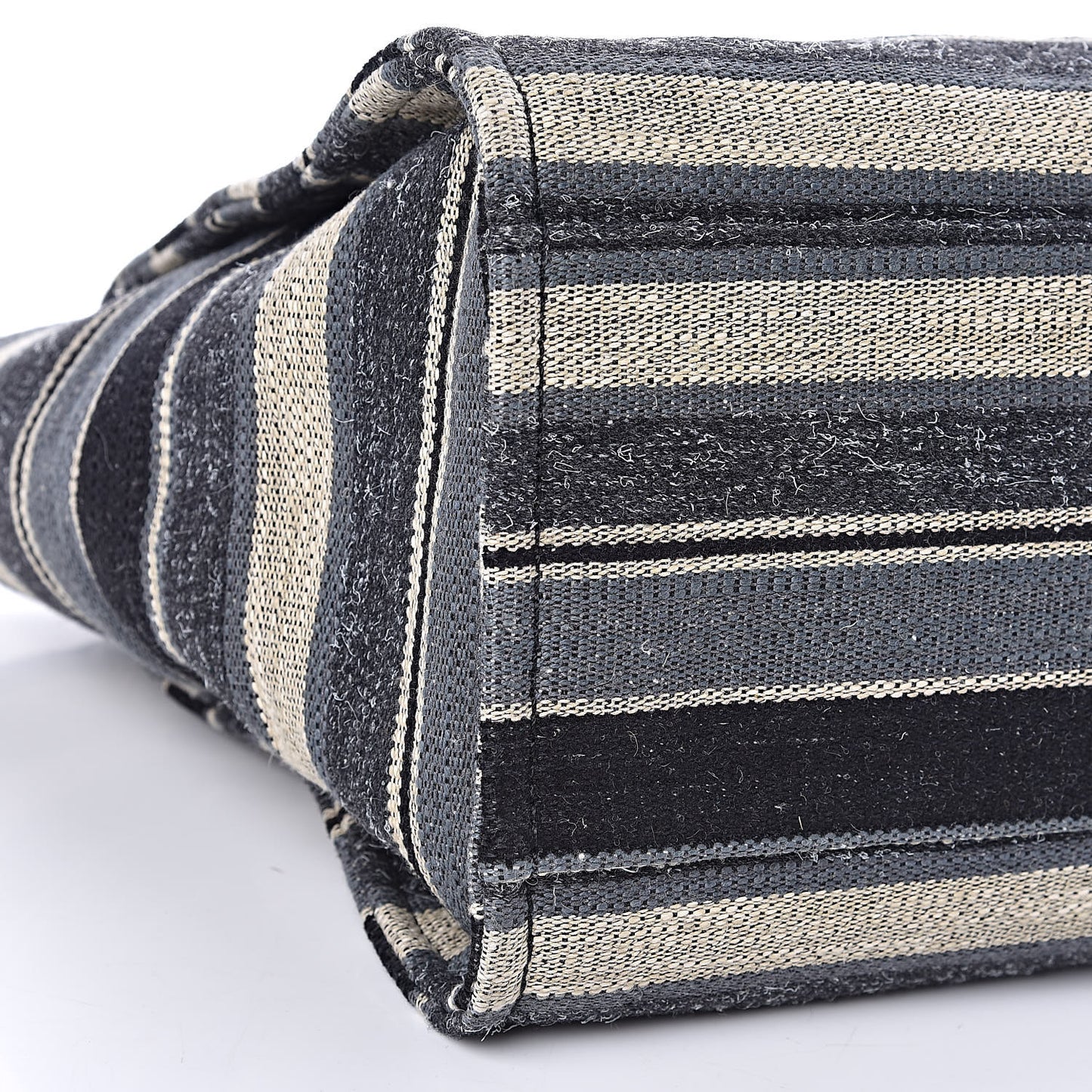 Striped Canvas Medium Deauville Tote Black
