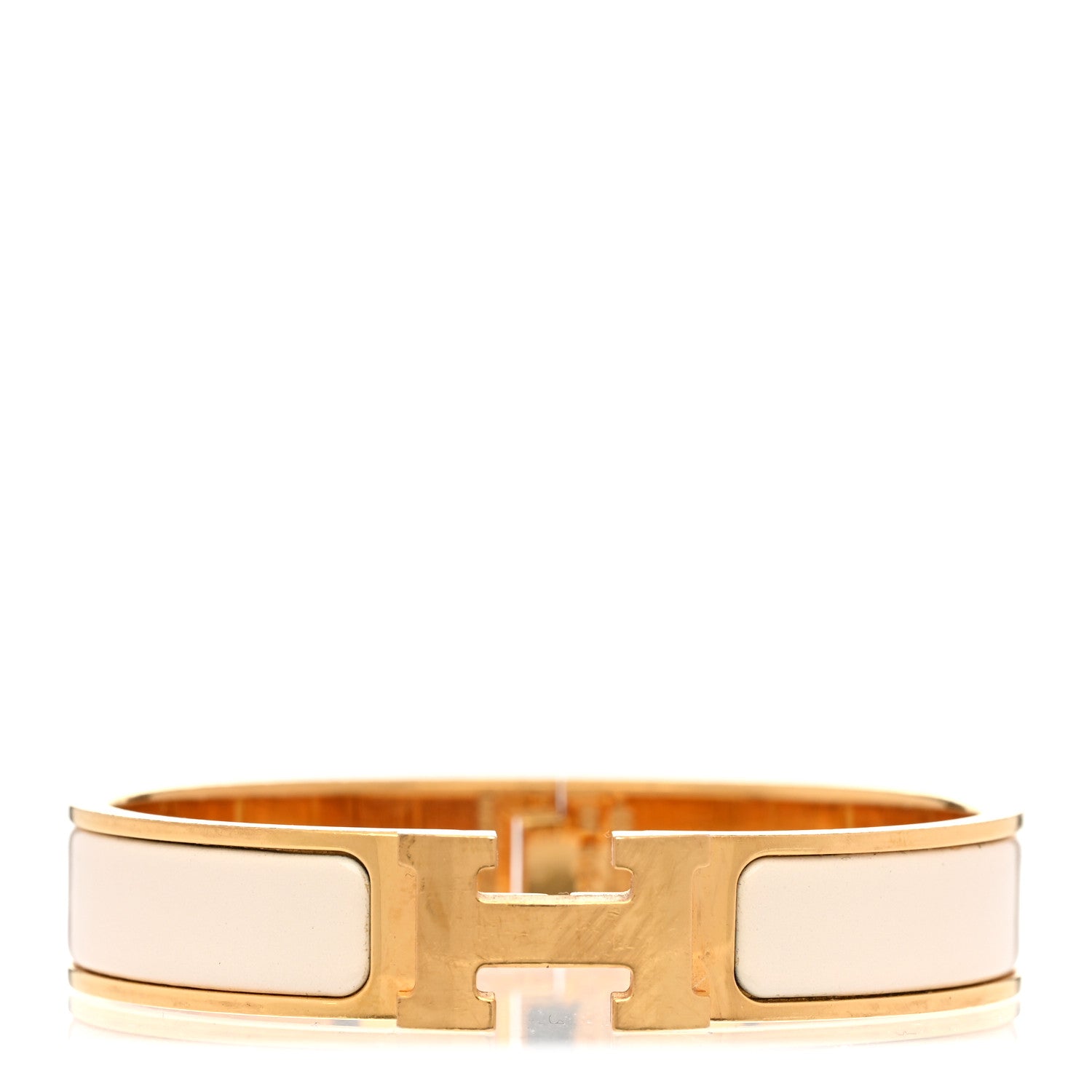 Hermes Enamel Narrow Clic Clac H Bracelet PM White 1 of 4