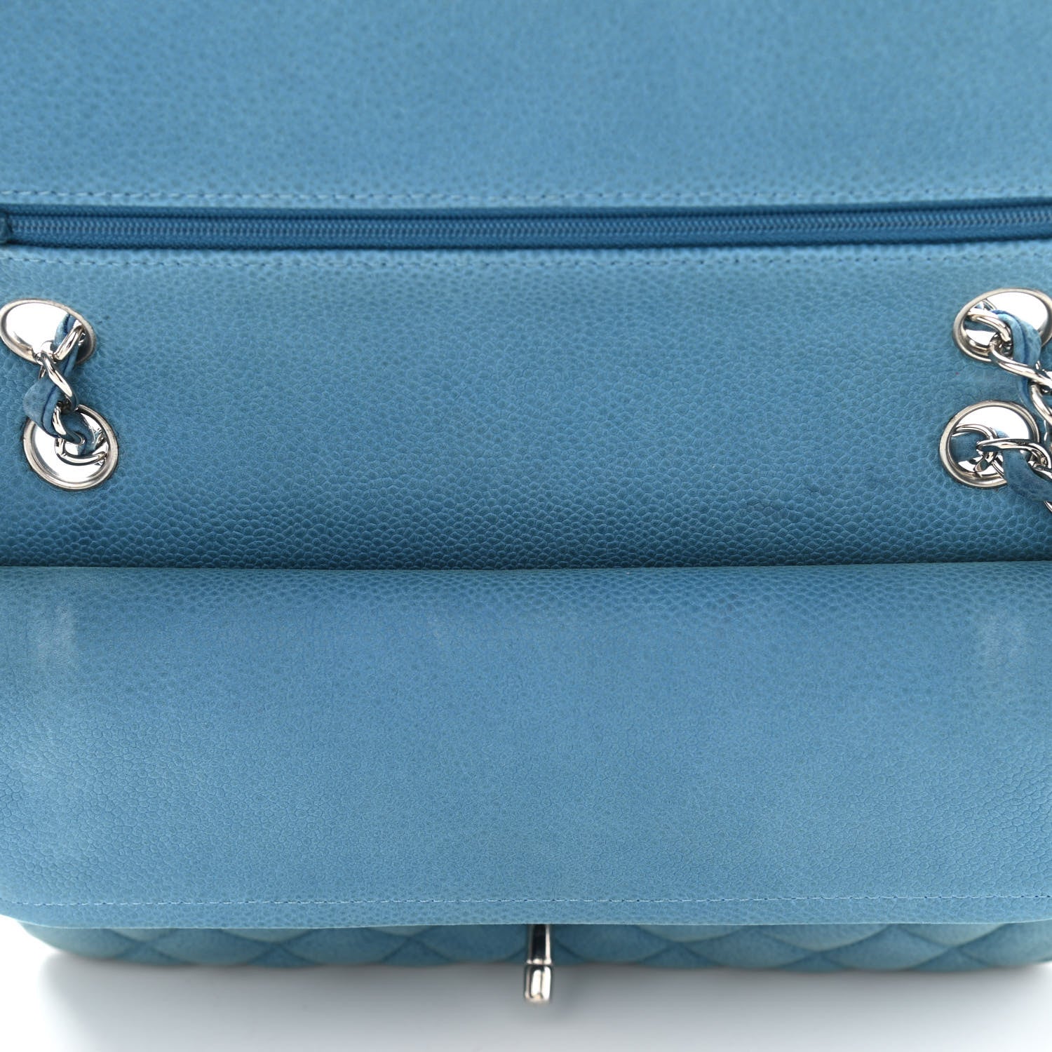 Chanel Iridescent Caviar Quilted Medium Double Flap Blue 11 of 13