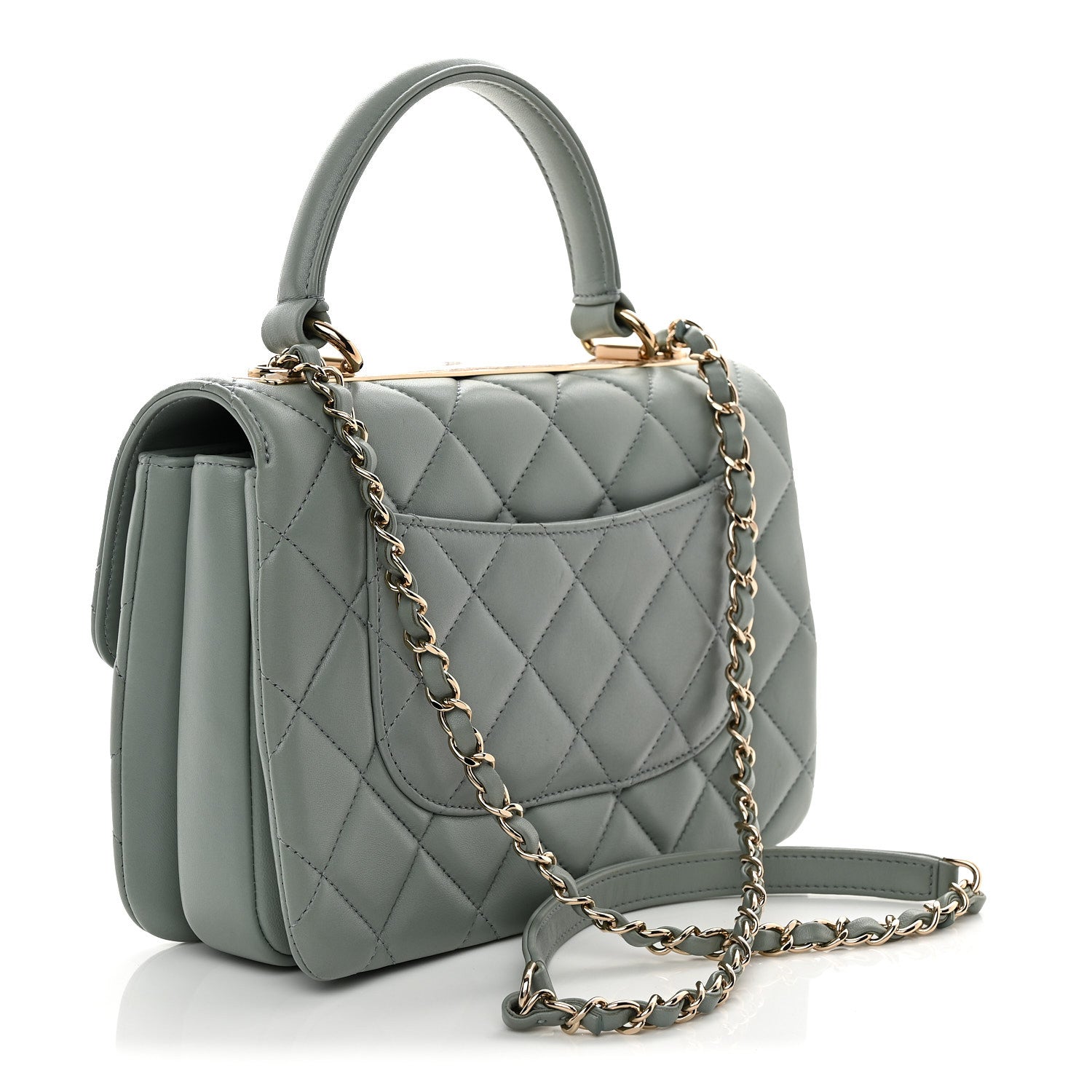 Chanel Lambskin Quilted Small Trendy CC Flap Dual Handle Bag Light Grey 3 of 10