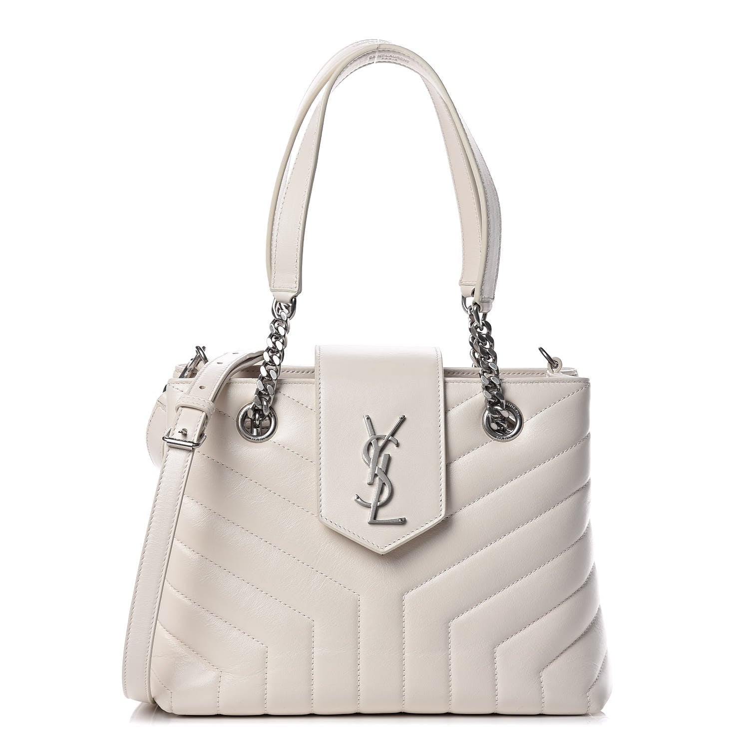 Saint Laurent Calfskin Y Quilted Monogram Small Loulou Shopper Cream Souffle 1 of 12
