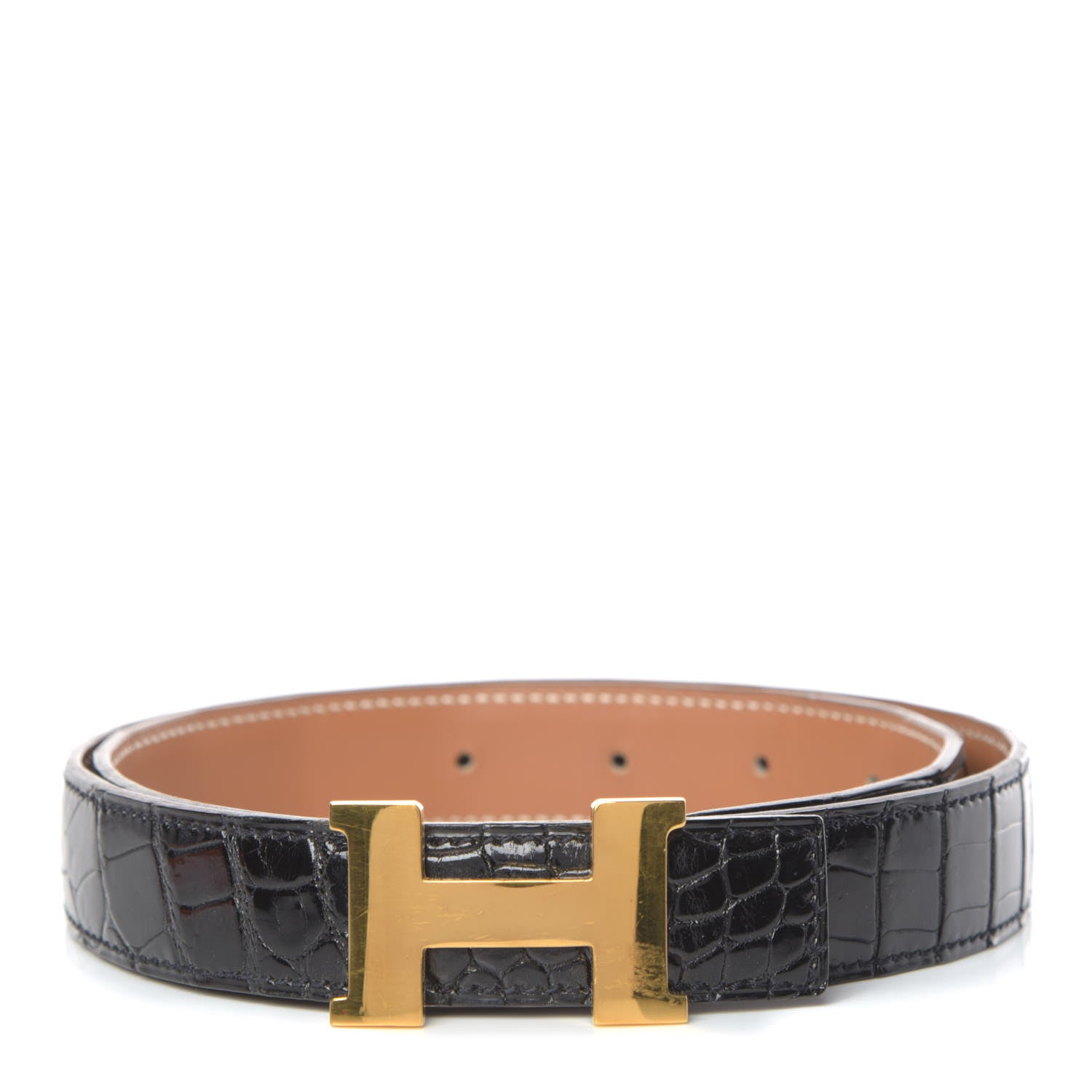 Hermes Shiny Porosus Crocodile 32mm Constance Belt 70 Black 1 of 8
