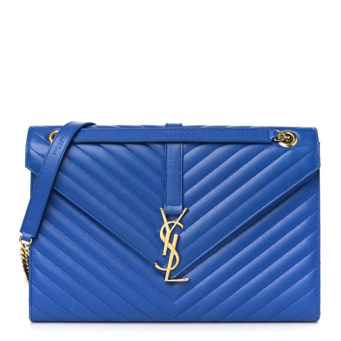 Grain De Poudre Matelasse Chevron Large Monogram Satchel Blue Majorelle