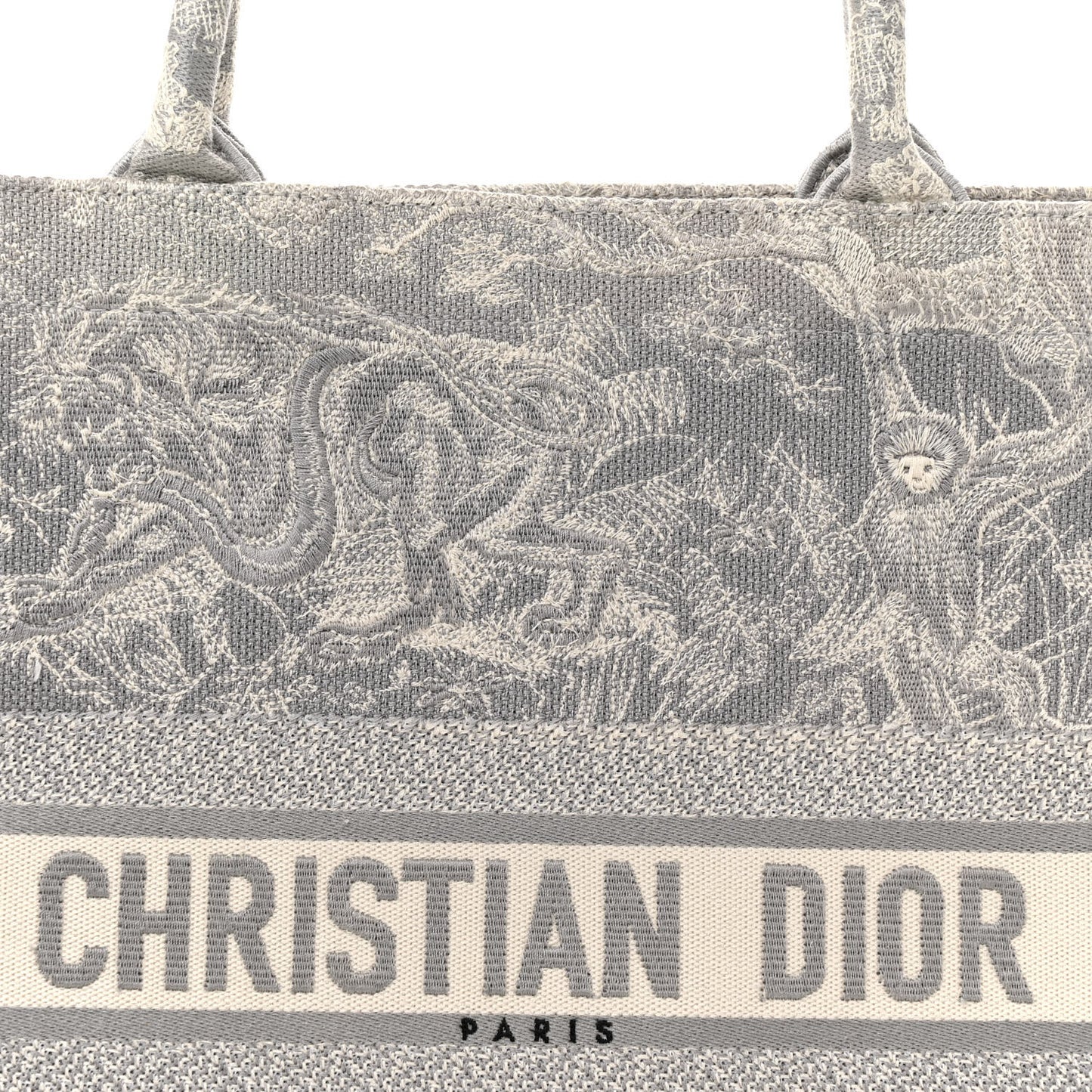 Canvas Embroidered Large Dioriviera Toile De Jouy Book Tote Gray