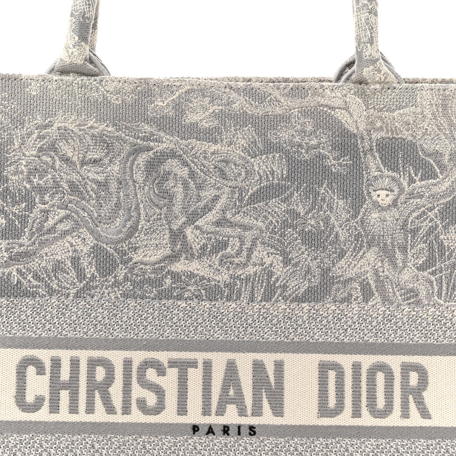 Christian Dior Canvas Embroidered Large Dioriviera Toile De Jouy Book Tote Gray 7 of 17