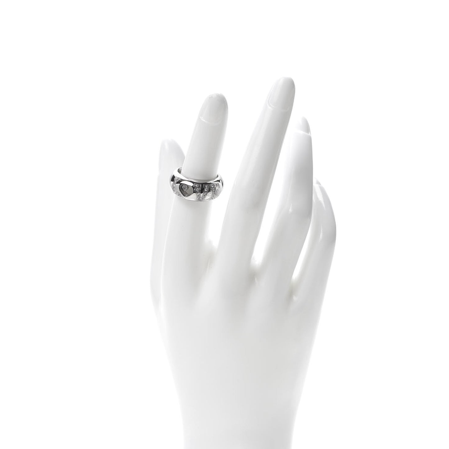 18K White Gold Happy Diamonds Love Heart Band Ring 50 5.5