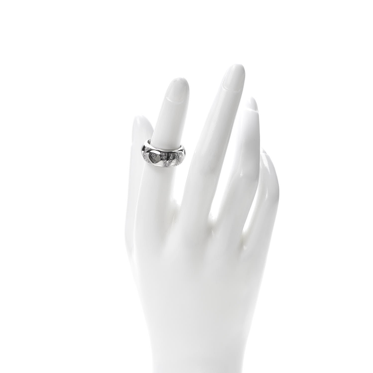 Chopard 18K White Gold Happy Diamonds Love Heart Band Ring 50 5.5 2 of 6